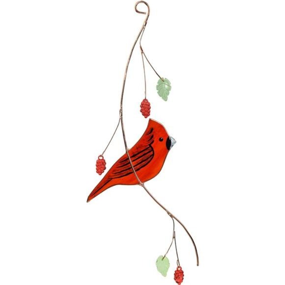 Cardinal Stained Glass suncatcher for Window Hanging - Picture 2 of 6